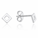 Brinco de prata 925 quadrado vazado P 6 mm