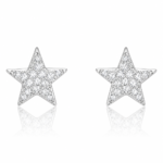 Brinco de prata 925 estrela cravejado com zircônias branca 1,1 cm