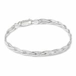 Pulseira de prata 925 trançada 3 fios
