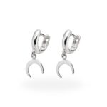Brinco de prata 925 argola com pingente de lua 2,5 cm
