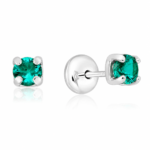 Brinco de prata 925 tarraxa baby Turmalina Paraíba 3,5 mm