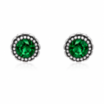 Brinco de prata 925 zircônia redonda verde 8,0 mm