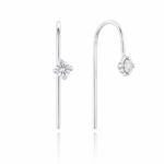 Brinco de prata 925 gancho com ponto de luz zircônia branca 2,5cm