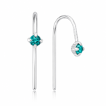 Brinco de prata 925 gancho com ponto de luz zircônia turmalina paraíba 2,5cm