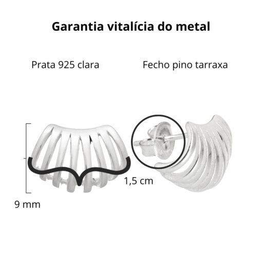 Brinco de prata 925 abaulado vazado 1 cm - Imagem 3