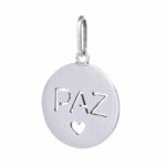 Pingente de prata 925 redondo paz