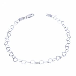 Pulseira Prata 925 com Elos de Corações