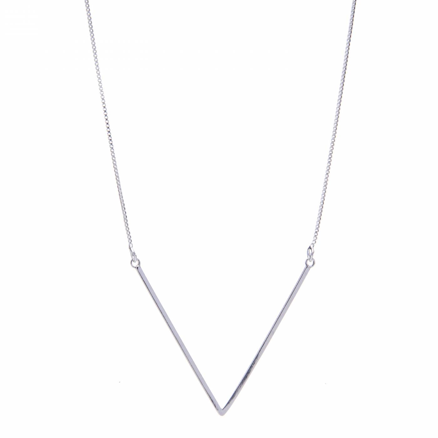 Colar-de-prata-v-grande Colar V Geométrico em Prata