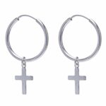 Brinco de Argola Média Pingente Cruz