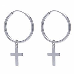 Brinco de Argola Média Pingente Cruz