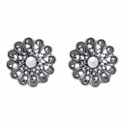Brinco de Flor em Prata Envelhecida