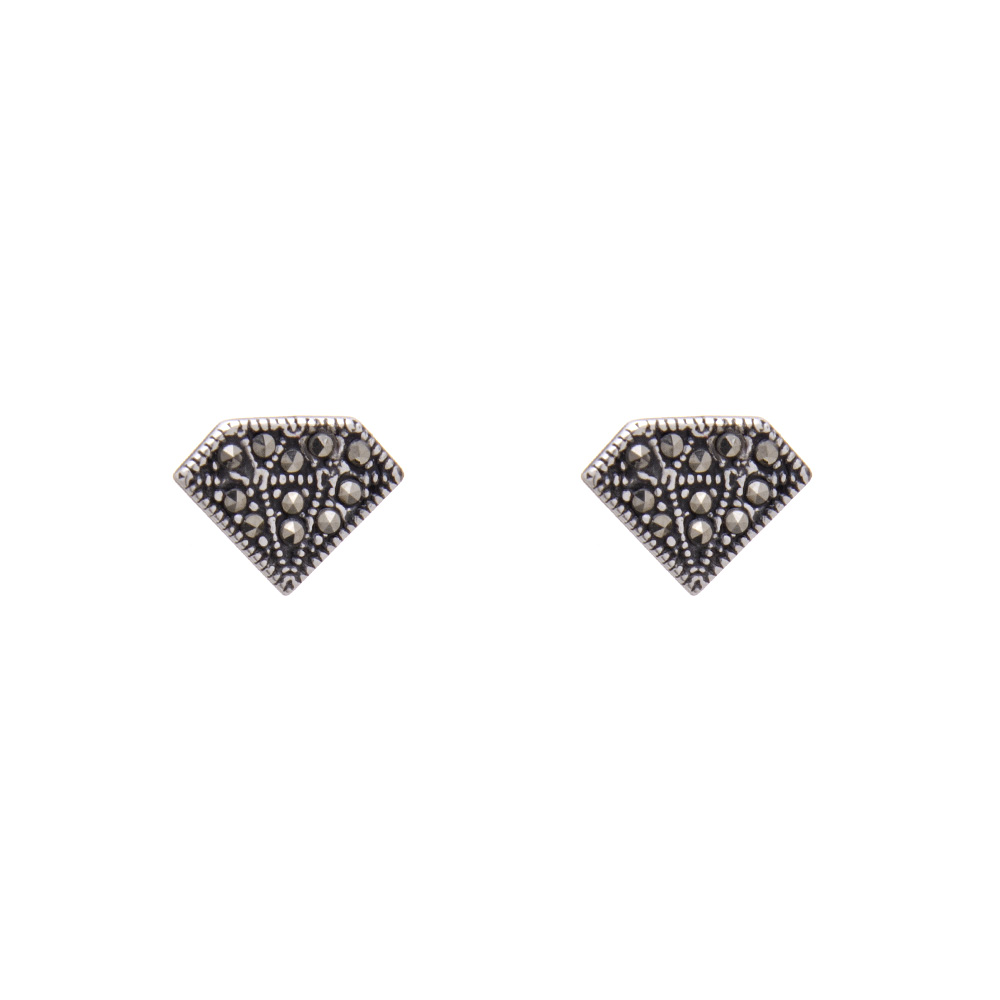 Brinco de Prata Diamante com Marcassitas