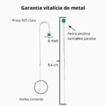 Brinco de prata 925 corrente com zircônia turmalina paraíba 8,4 cm - Imagem 3