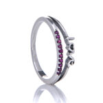 Anel de prata 925 aro duplo love rubi