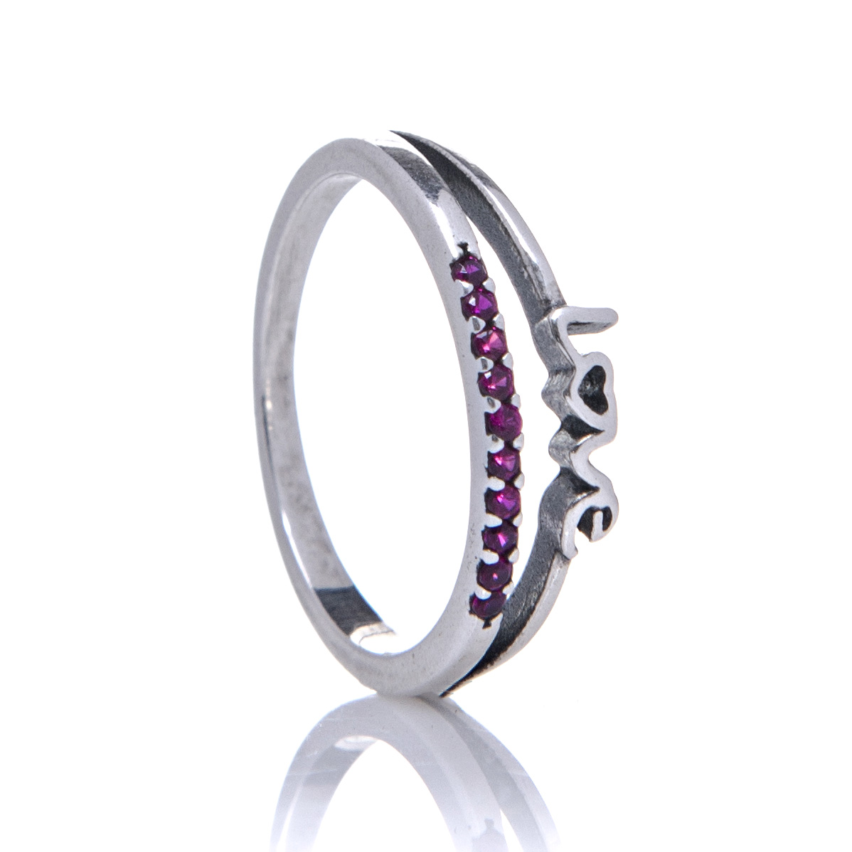 9039729694__DSC473420copiar-1.jpg Anel de prata 925 aro duplo love rubi - Imagem 1
