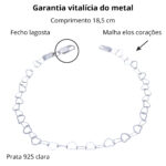 Pulseira de prata 925 elos mini corações - Imagem 4