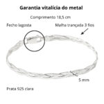 Pulseira de prata 925 trançada 3 fios - Imagem 3