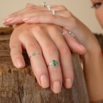 Anel de Falange Prata Duas Zircônias Turmalina