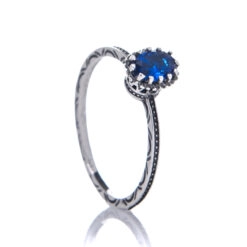 Anel de Prata Oval Zircônia Azul