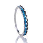 Anel Azul Turquesa Rendado Prata
