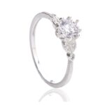 Anel de Prata Solitário com Micro Zircônias