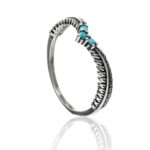Anel de prata 925 folha zircônias azul turquesa