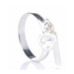 Anel de prata 925 com placa e zircônia coração