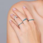 Anel Azul Turquesa Rendado Prata