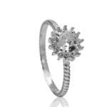 Anel de prata 925 zircônia redonda cristal