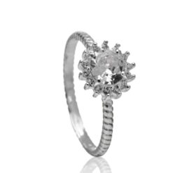 Anel de prata 925 zircônia redonda cristal