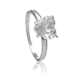 Solitário de Prata Zircônia Coração