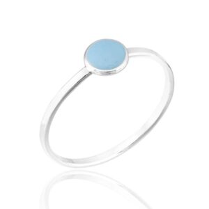 Anel de Prata Círculo Azul Claro