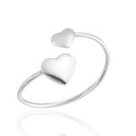 Anel de Prata Ajustável Dois Corações