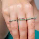 Anel de prata 925 aro duplo love verde - Imagem 2