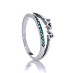 Anel de prata 925 aro duplo love verde