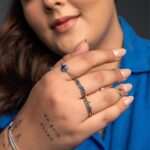 Anel de prata 925 trançado zircônias azul escuro - Imagem 3