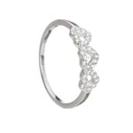 Anel de Prata Três Corações Cravejados