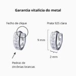 Brinco Argolinha com Micro zircônias Prata 925