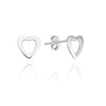 Brinco De Prata 925 Coração Vazado P