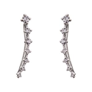 Brinco de Prata Ear Cuff com Zircônias Brancas