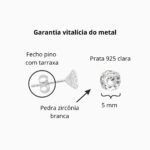 Brinco de Prata Zircônia Redonda 5 mm