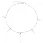 Tornozeleira de prata 925 pingentes triângulos lisos