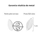 Brinco de prata 925 folhinha texturizada pequena 1 cm - Imagem 3