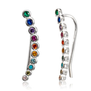 Brinco Ear Cuff Bolinhas Zircônias Coloridas