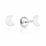 Brinco de prata 925 tarraxa baby lua liso 5 mm