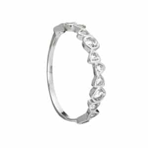 Anel de Prata Geométrico Zircônias