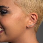 Brinco Ear Cuff Bolinhas Zircônias Preta