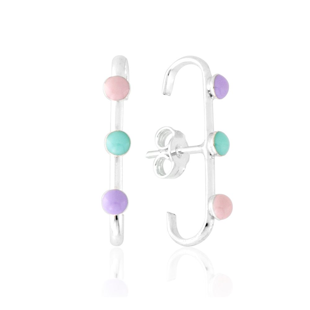 Brinco Ear Hook Liso Bolinhas Coloridas