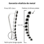 Brinco de prata 925 ear cuff bolinhas com zircônias preta 2,2 cm - Imagem 4