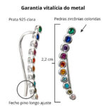 Brinco de prata 925 ear cuff bolinhas com zircônias coloridas 2,2 cm - Imagem 2